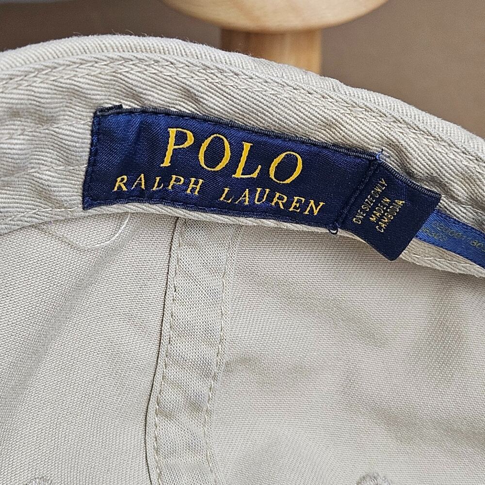 Polo Ralph Lauren Polo Pony Cap Dad Hat Khaki Strap Back - Picture 8 of 10